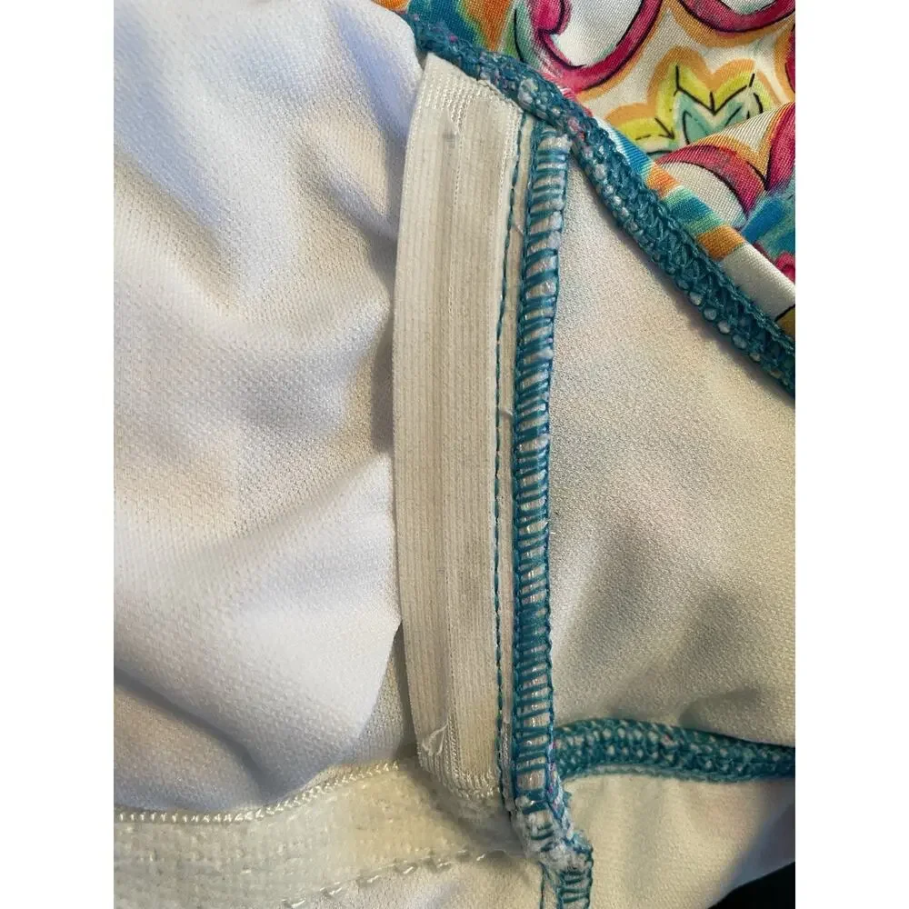 Liz Claiborne Swimsuit One Piece Patchwork Beach Summer FLAW